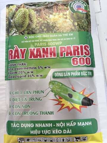 RẦY XANH PARIS 600 – PARIS 600WP 100G – CHẾ PHẨM KIỂM SOÁT CÔN TRÙNG CHÍCH HÚT, MIỆNG NHAI