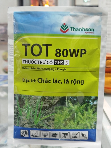 TOT 80WP 25G – MCPA 800G/KG – THUỐC TRỪ CỎ CHÁC LÁC, LÁ RỘNG TRÊN RUỘNG LÚA