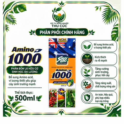 AMINO 1000 500ML – AMINO ACID ÚC, HỖ TRỢ PHỤC HỒI CÂY – RA RỄ – RA HOA ĐẬU TRÁI