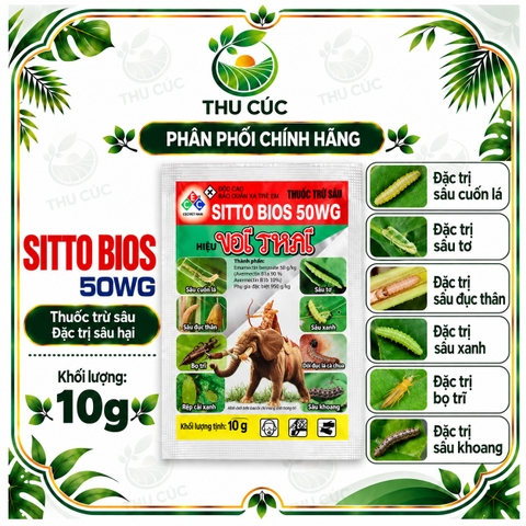 SITTO BIOS 50SG 10G – THUỐC TRỪ SÂU EMAMECTIN BENZOATE 50G/KG