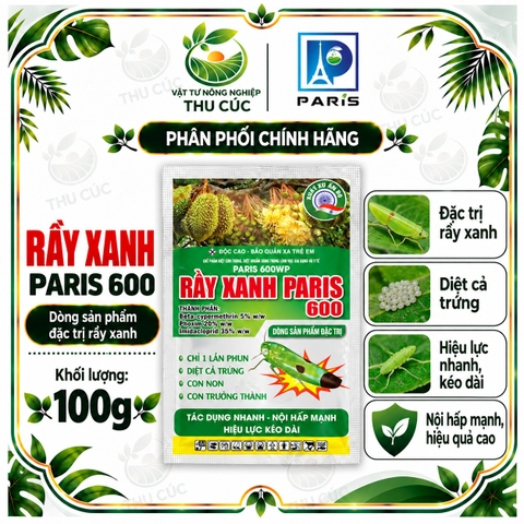 RẦY XANH PARIS 600 – PARIS 600WP 100G – CHẾ PHẨM KIỂM SOÁT CÔN TRÙNG CHÍCH HÚT, MIỆNG NHAI