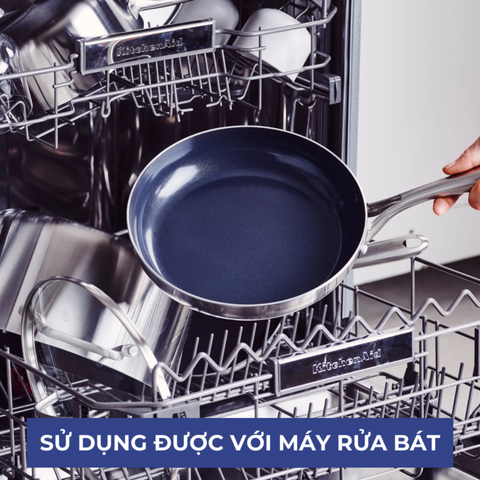 Chảo chiên chống dính phủ tinh thể kim cương cao cấp blue diamond 28cm có nắp kính
