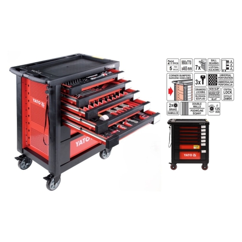 Tủ đồ nghề sửa chữa CƠ KHÍ 7 ngăn 211 chi tiết Yato YT-55290