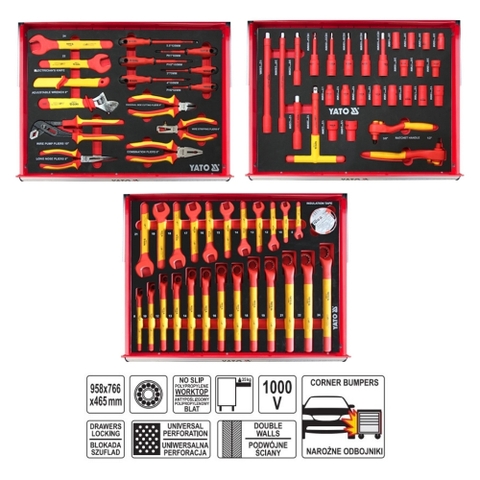 Tủ đồ nghề cách điện sửa chữa Ô TÔ ĐIỆN 70 chi tiết Yato YT-55305