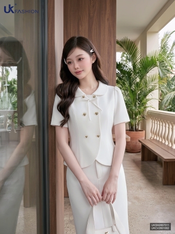 Sơ mi cổ sen cúc tim UKSM2607011 ( Áo rời không kèm các SP ghép set và PK khác )