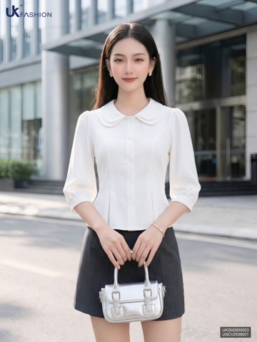 Sơ mi cổ sen kép ly súp UKSM2609003 ( Áo rời không kèm CV/QU/PK )