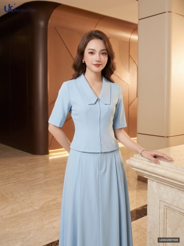 Set áo khóa trước + chân váy xếp giả moi NKBD2607009 ( Bao gồm cả áo + chân váy, không kèm các PK khác )