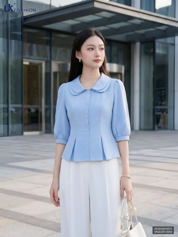 Sơ mi cổ sen kép ly súp UKSM2609003 ( Áo rời không kèm CV/QU/PK )