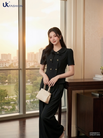 Sơ mi cổ sen cúc tim UKSM2607011 ( Áo rời không kèm các SP ghép set và PK khác )