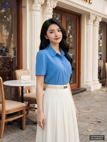 Sơ mi cổ đức cộc tay mí nẹp UKSM2401016 ( Áo rời không kèm các SP ghép set và PK khác )