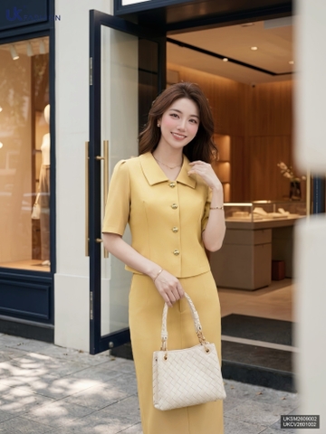 Áo cổ lá tay cúc nấm UKSM2609002 ( Áo rời không kèm CV/QU/PK )