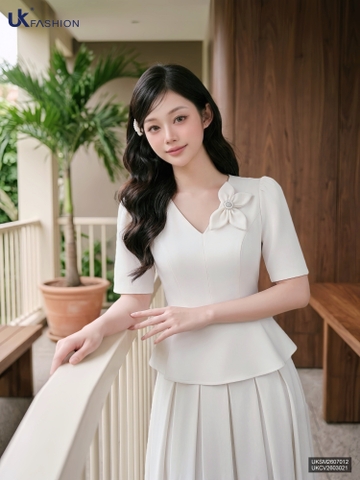 Sơ mi peplum hoa hồ điệp UKSM2607012 ( Áo rời không kèm các SP ghép set và phụ kiện khác )