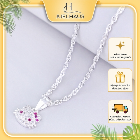 Dây Chuyền Bạc Juelhaus S990 Nguyên Chất Cho Bé Gái Hình Mặt Mèo Hello Kitty Đáng Yêu