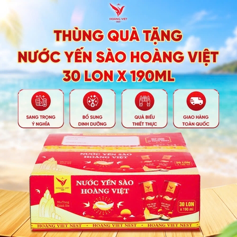 THÙNG QUÀ TẶNG 30 LON NƯỚC YẾN SÀO HOÀNG VIỆT 190ML