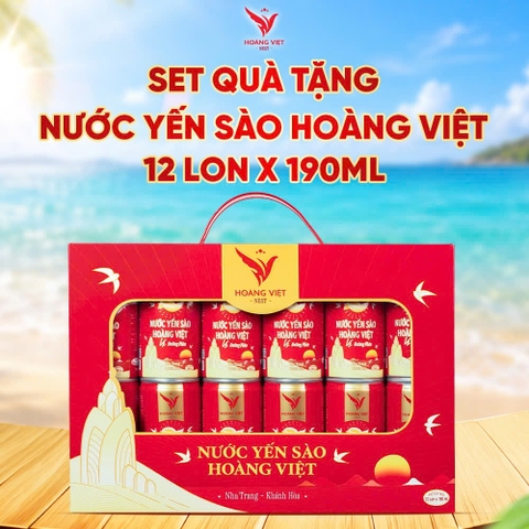 SET QUÀ TẶNG 12 LON NƯỚC YẾN SÀO HOÀNG VIỆT 190ML