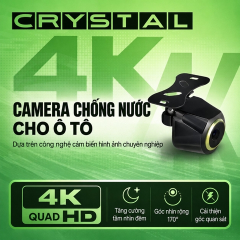 Camera chống nước Crystal 4K cho ô tô (Quad HD, góc rộng 170°)