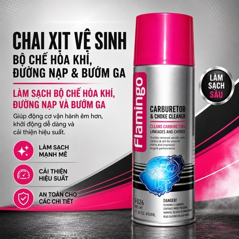 Chai xịt vệ sinh bộ chế hòa khí & bướm ga Flamingo Carburetor & Choke Cleaner 450ml