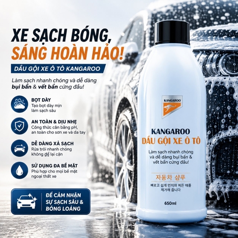 Dầu gội xe ô tô Kangaroo Car Shampoo 650ml