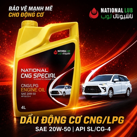 Dầu nhớt động cơ CNG/LPG National CNG Special 20W-50 API SL/CG-4 4L