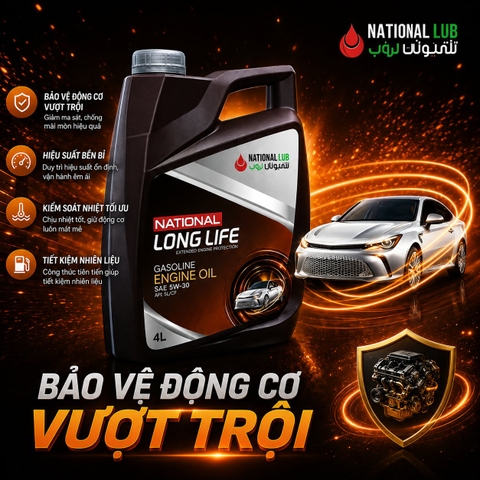 Dầu nhớt động cơ xăng National Long Life 5W-30 API SP 4L
