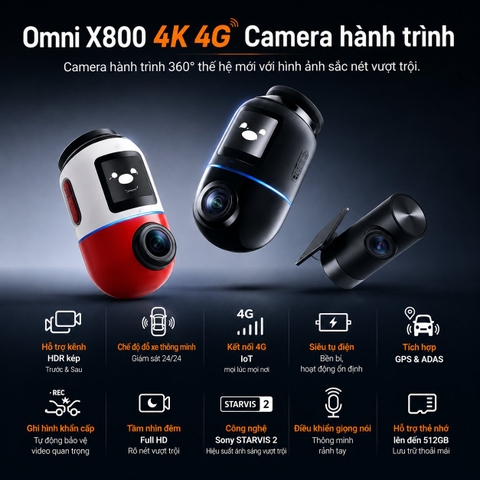 Camera hành trình Omni X800 4K 4G 360°