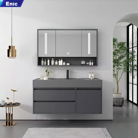 Bộ tủ gương lavabo phòng tắm cao cấp Enic T03 – Gỗ mới 60cm – 120cm