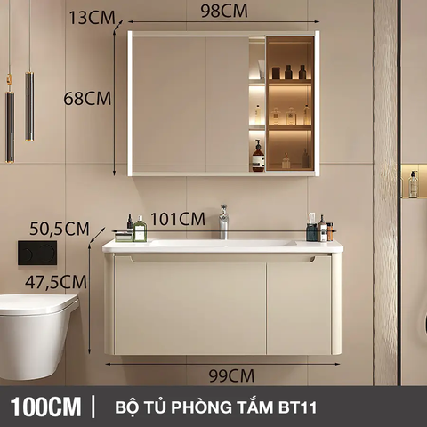 Bộ tủ gương lavabo phòng tắm cao cấp Enic BT11 70cm – 100cm