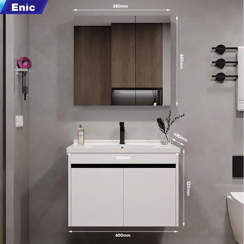 Bộ tủ gương lavabo phòng tắm thông minh Enic ST01 60cm – 100cm