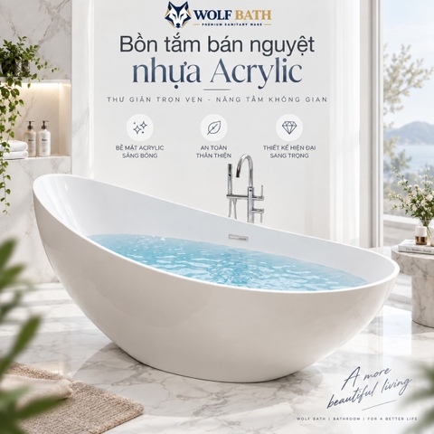 Bồn tắm bán nguyệt nhựa Acrylic Wolf Bath BN01