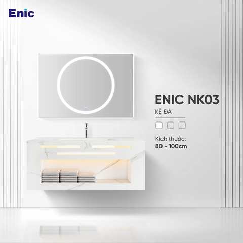 Bộ tủ chậu lavabo gương led nhà tắm Wolf Bath NK03 80 – 100cm