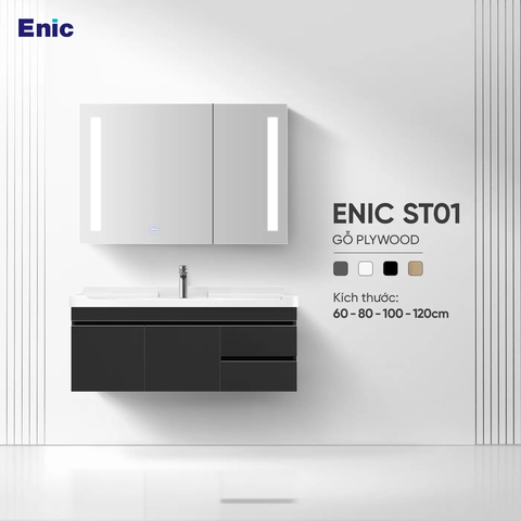 Bộ tủ gương lavabo phòng tắm thông minh Enic ST01 60cm – 100cm