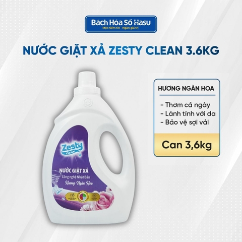 Nước giặt xả ZESTY CLEAN hương ngàn hoa can 3.6KG