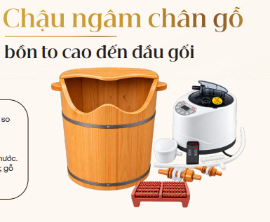 chậu ngâm chân gỗ bồn to cao đến đầu gối