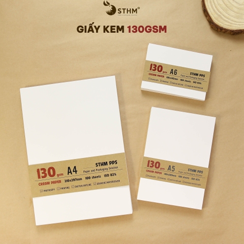 Giấy kem 130gsm xấp 100 tờ