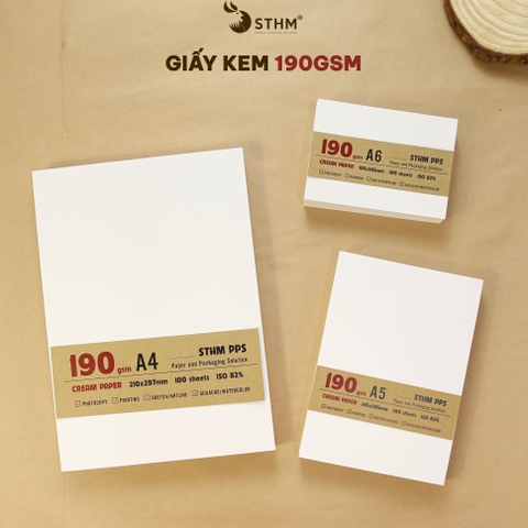 Giấy kem 190gsm xấp 100 tờ