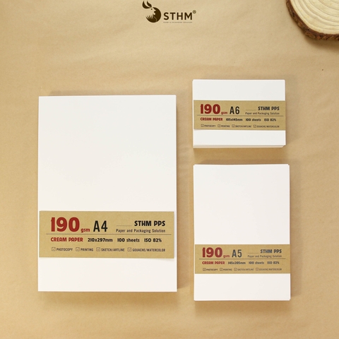 Giấy kem 190gsm xấp 100 tờ