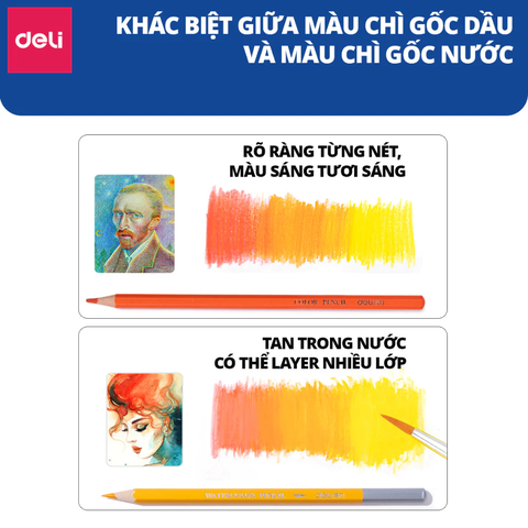 Bút chì màu DELI hộp thiếc