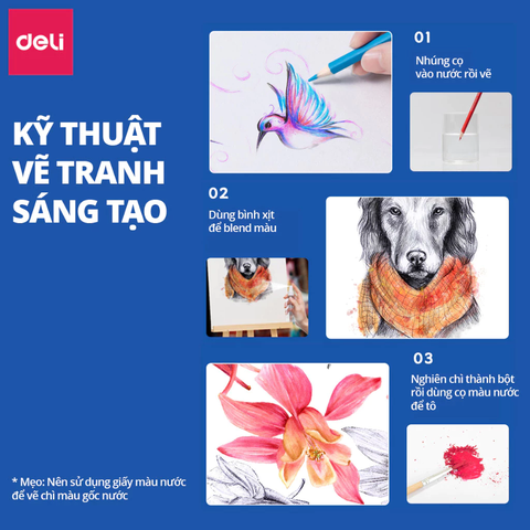 Bút chì màu DELI hộp thiếc