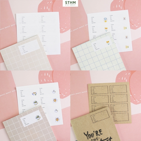 Giấy tự dính Nhãn vở bộ 4 tờ (32 nhãn 7.2x6.3cm)