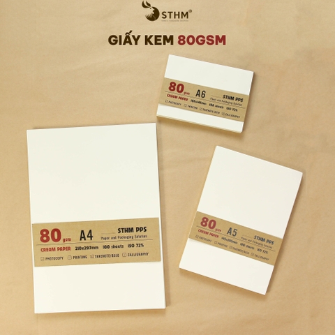 Giấy kem 80gsm xấp 100 tờ