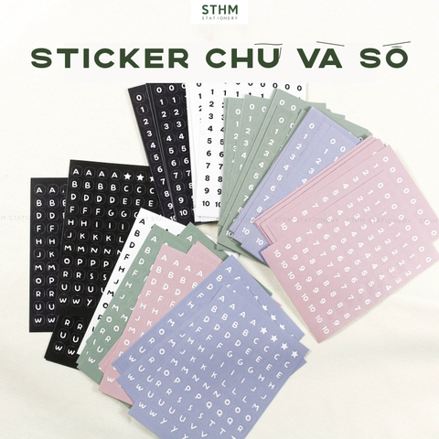 Giấy tự dính (sticker) A6 Chữ và Số xấp 5 tờ