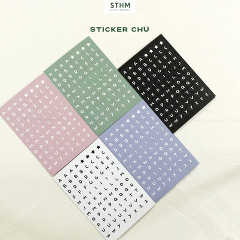 Giấy tự dính (sticker) A6 Chữ và Số xấp 5 tờ