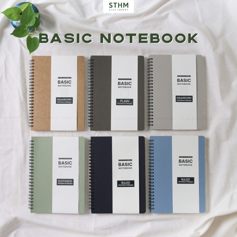 Sổ tay lò xo bìa trơn Basic notebook A5