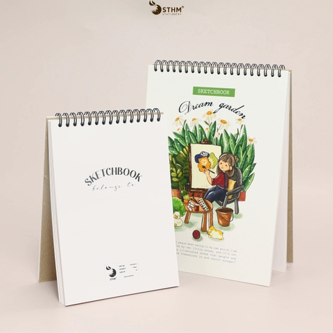 Sổ tay lò xo vẽ chì Dreamgarden Sketchbook Giấy kem 130gsm