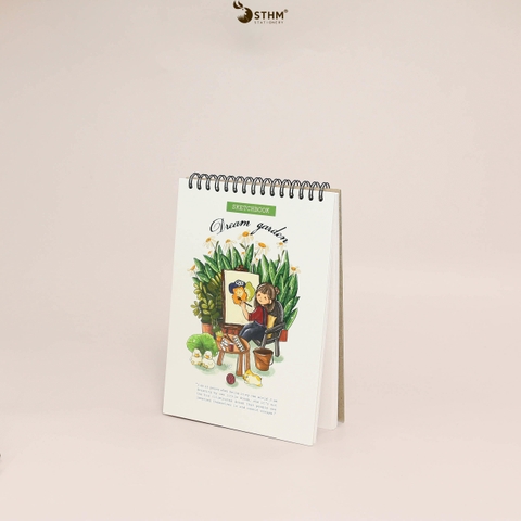 Sổ tay lò xo vẽ chì Dreamgarden Sketchbook Giấy kem 130gsm