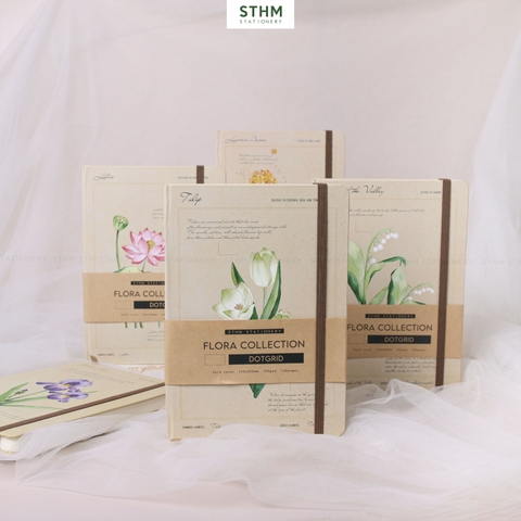 Sổ tay may chỉ bìa cứng Flora A5