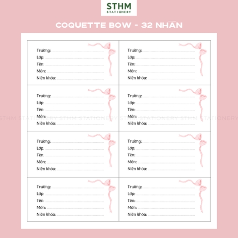 Giấy tự dính Nhãn vở bộ 4 tờ (32 nhãn 7.2x6.3cm)