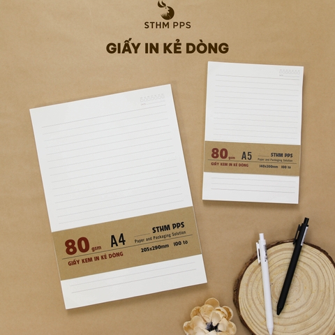 Giấy kem Kẻ dòng xấp 100 tờ