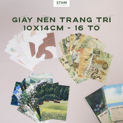 Giấy kem họa tiết (Giấy nền) trang trí A6 xấp 16 tờ