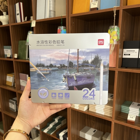 Bút chì màu DELI hộp thiếc